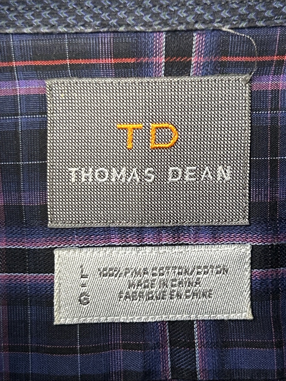 Thomas Dean Men’s Purple Plaid Button-Down Business Casual Cotton Dress Shirt - Picture 2 of 7